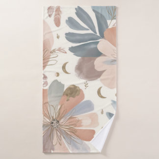 Elegante Boho Waterverf Bloemen Badkamer Handdoek 