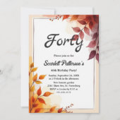 Elegante Boho Waterverf Bloemen Herfst 40ste Verja Kaart (Voorkant)