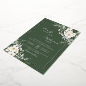 Elegante Boho Waterverf Bloemen Zwart Goud Bruilof Folie Uitnodiging (Gedraaid)