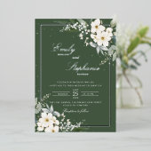 Elegante Boho Waterverf Bloemen Zwart Goud Bruilof Folie Uitnodiging (Staand Voorkant)