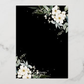 Elegante Boho Waterverf Bloemen Zwart Goud Bruilof Folie Uitnodiging (Achterkant)