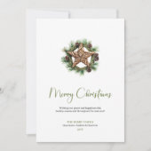 Elegante Boho Waterverf Dennengroene Kerstkaart (Voorkant)
