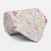 Elegante Boho Waterverf Flower Butterfly Grey Stropdas (Opgerold)