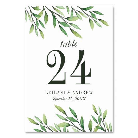 Elegante Boho Waterverf groen bruiloft Kaart (Voorkant)