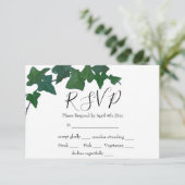 Elegante boho waterverf Groen Engels Ivy RSVP Kaartje (Staand voorkant)