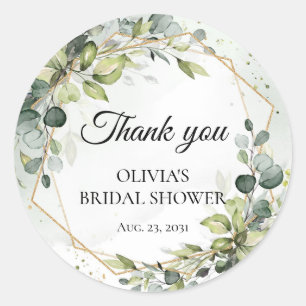 Elegante boho waterverf groene eucalyptus bruiloft ronde sticker