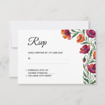 Elegante Boho Waterverf Klaproos Bloemige Trouw RS