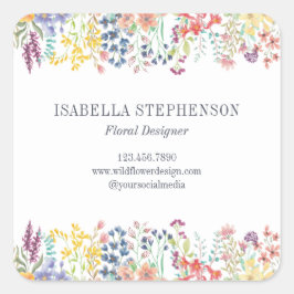 Elegante Boho Waterverf Kleurrijke Wildflower Vierkante Sticker