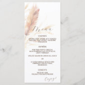 Elegante Boho Waterverf Pampas Herfst Bruiloft Menu (Voorkant)