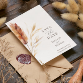 Elegante Boho Waterverf Pampas Herfst Bruiloft Save The Date
