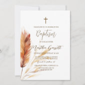 Elegante Boho Waterverf Pampas Herfst Meisje Doop Kaart (Voorkant)