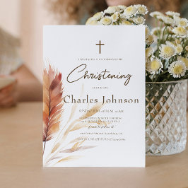 Elegante Boho Waterverf Pampas Herfst Zoondoop Kaart