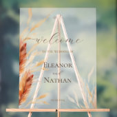 Elegante Boho Waterverf Pampas Herfstbruiloft Acryl Bord (Neutraal)