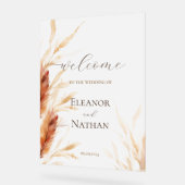 Elegante Boho Waterverf Pampas Herfstbruiloft Acryl Bord (Hoek)