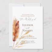 Elegante Boho Waterverf Pampas Herfstbruiloft Kaart (Voorkant)