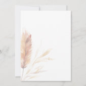 Elegante Boho Waterverf Pampas Herfstbruiloft Kaart (Achterkant)