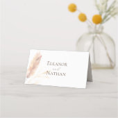 Elegante Boho Waterverf Pampas Herfstbruiloft Plaatskaartje (Achterkant)