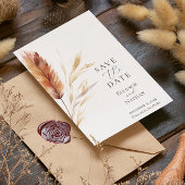 Elegante Boho Waterverf Pampas Herfstbruiloft Save The Date