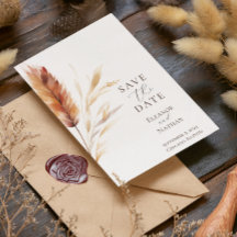 Elegante Boho Waterverf Pampas Herfstbruiloft