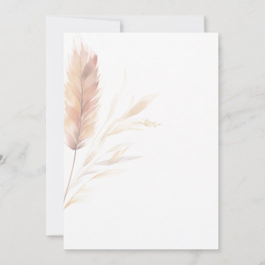 Elegante Boho Waterverf Pampas Herfstbruiloft Save The Date (Achterkant)