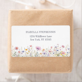 Elegante Boho Waterverf Wilde Bloem Bloemstuk Etiket