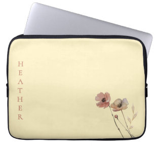 Elegante Boho Waterverf Wilde Bloem Boter Blos Laptop Sleeve