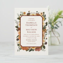Elegante Boho Waterverf Wilde Bloem Bruiloft Kaart