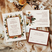 Elegante Boho Waterverf Wilde Bloem Bruiloft Kaart