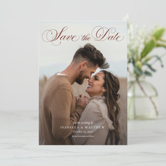 Elegante Boho Waterverf Wilde Bloem Bruiloft Save The Date (Staand voorkant)