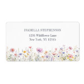 Elegante Boho Waterverf Wildflower Bloemen Etiket (Voorkant)