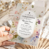 Elegante Boho Waterverf Wildflower doopsel Kaart