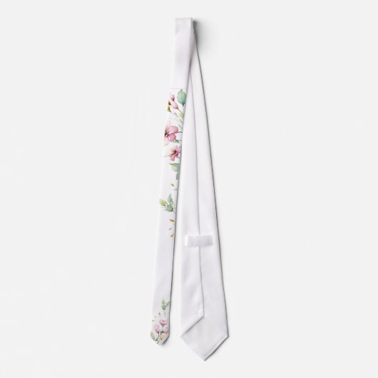 Elegante Boho Waterverf Wildflowers groen Stropdas (Achterkant)