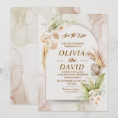 Elegante Boho Wedding Beige Floral Save the Date Kaart (Voorkant / Achterkant)
