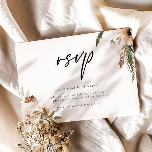 Elegante Boho Wedding QR Code RSVP Response Kaart