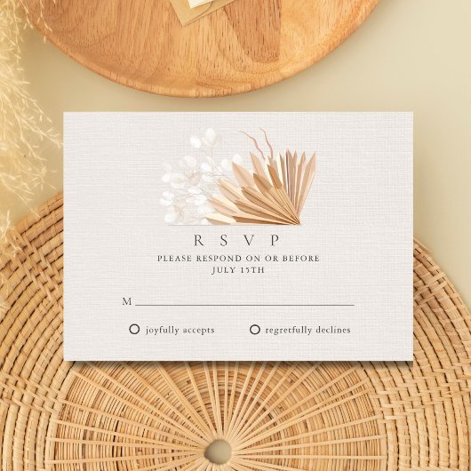 Elegante Boho Wedding RSVP Kaartje