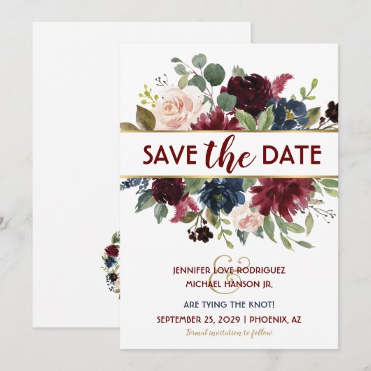 Elegante Boho Wedding Save the Date Kaart (Voorkant / Achterkant)