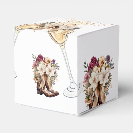 Elegante Boho Western Cowboy Bruiloftsfeest Bedankdoosjes (Achterkant)