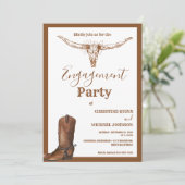 Elegante Boho Westerne Cowboy Engagement Party Kaart (Staand voorkant)
