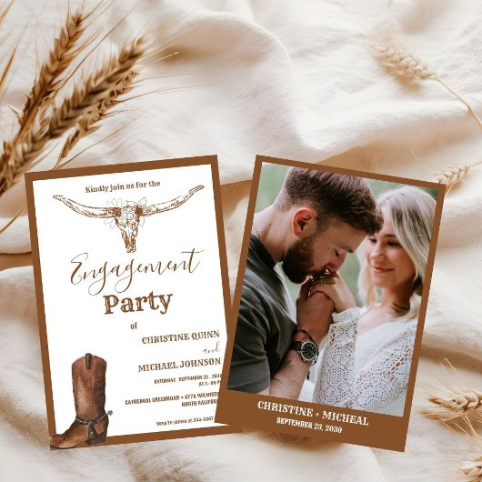 Elegante Boho Westerne Cowboy Engagement Party Kaart