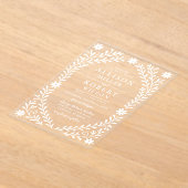 Elegante Boho White Floral Wedding Acryl Uitnodigingen (Laagn)