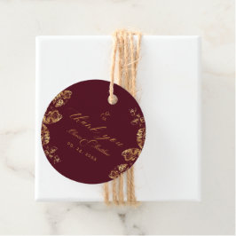 Elegante Boho | Wijnrood en Gouden Herfst Bruiloft Bedankjes Labels