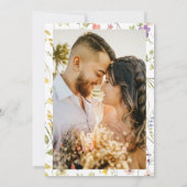 Elegante Boho Wild Flower Foto Bruiloft Kaart (Achterkant)