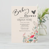 Elegante Boho Wilde Bloem Baby Shower Kaart (Staand voorkant)