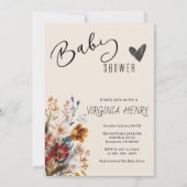 Elegante Boho Wilde Bloem Baby Shower Kaart (Voorkant)