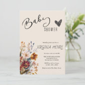 Elegante Boho Wilde Bloem Baby Shower Kaart (Staand voorkant)