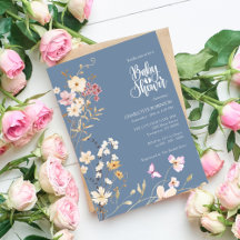Elegante Boho Wilde Bloem Baby Shower Uitnodiging
