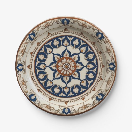 Elegante Boho wilde bloem Bloemen Patroon Keramisc Papieren Bordje (Voorkant)