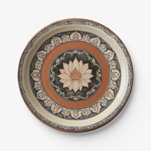 Elegante Boho wilde bloem Bloemen Patroon Keramisc Papieren Bordje (Voorkant)