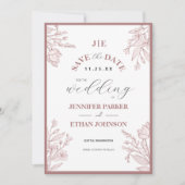 Elegante Boho Wilde Bloem Botanische Foto Bruiloft Save The Date (Voorkant)