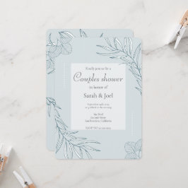 Elegante Boho Wilde Bloem Bruidspaar Borrel Kaart